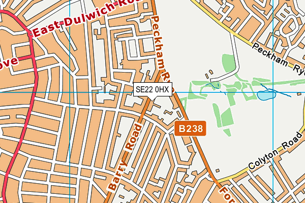 SE22 0HX map - OS VectorMap District (Ordnance Survey)