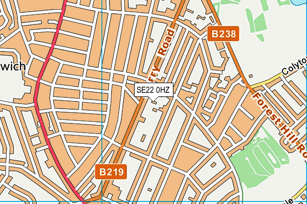 SE22 0HZ map - OS VectorMap District (Ordnance Survey)