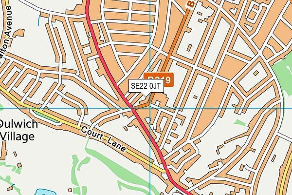 SE22 0JT map - OS VectorMap District (Ordnance Survey)