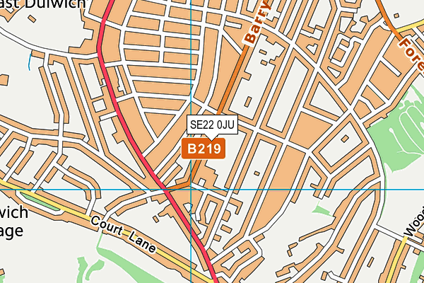 SE22 0JU map - OS VectorMap District (Ordnance Survey)