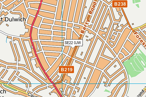 SE22 0JW map - OS VectorMap District (Ordnance Survey)