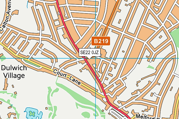 SE22 0JZ map - OS VectorMap District (Ordnance Survey)