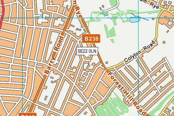 SE22 0LN map - OS VectorMap District (Ordnance Survey)