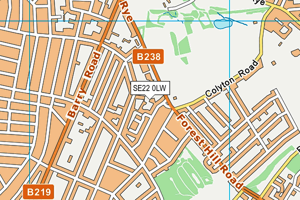 SE22 0LW map - OS VectorMap District (Ordnance Survey)