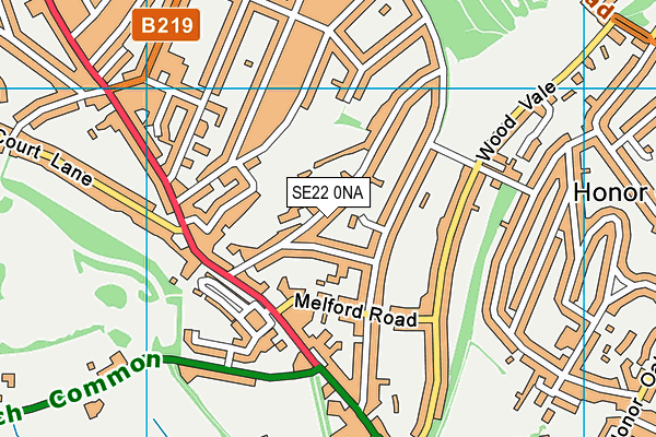 SE22 0NA map - OS VectorMap District (Ordnance Survey)