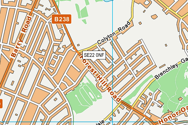 SE22 0NF map - OS VectorMap District (Ordnance Survey)