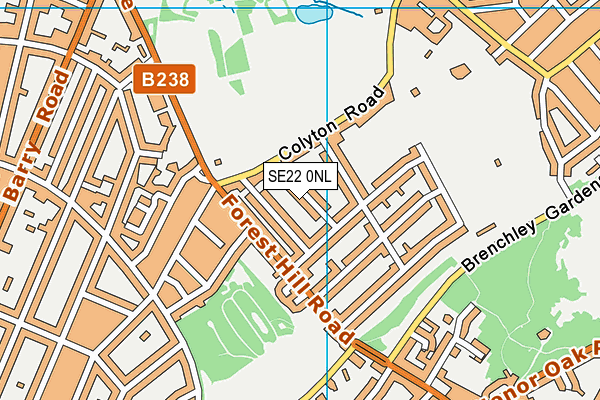 SE22 0NL map - OS VectorMap District (Ordnance Survey)