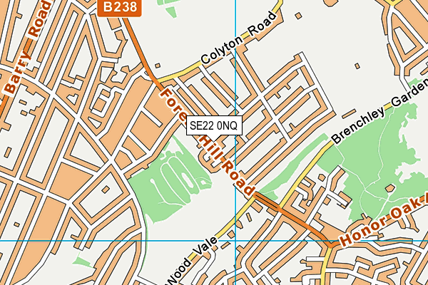 SE22 0NQ map - OS VectorMap District (Ordnance Survey)