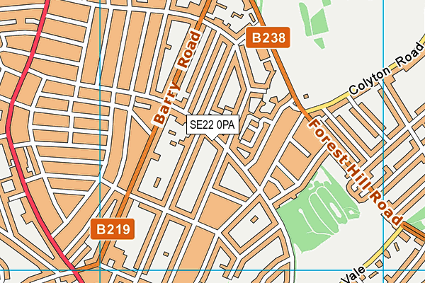 SE22 0PA map - OS VectorMap District (Ordnance Survey)