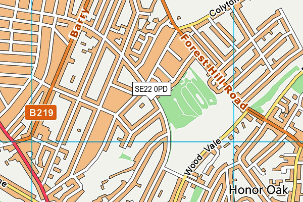 SE22 0PD map - OS VectorMap District (Ordnance Survey)