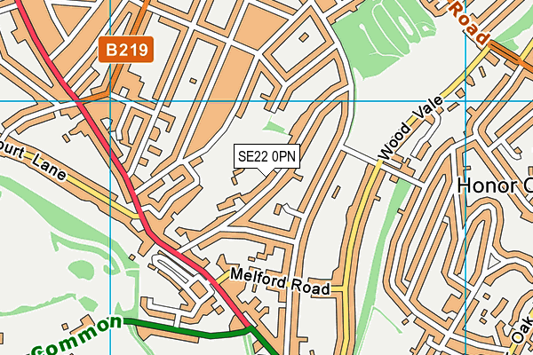 SE22 0PN map - OS VectorMap District (Ordnance Survey)