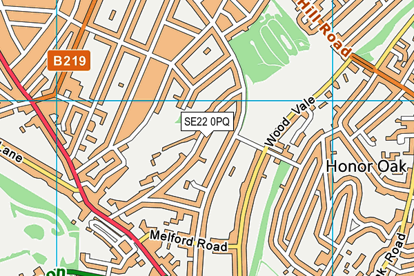 SE22 0PQ map - OS VectorMap District (Ordnance Survey)