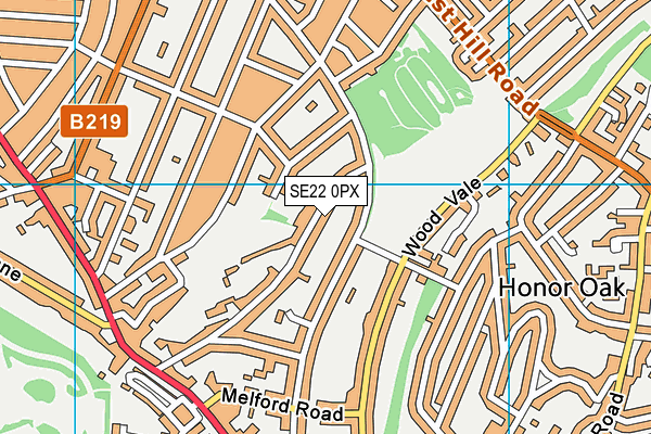 SE22 0PX map - OS VectorMap District (Ordnance Survey)