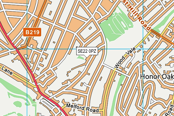 SE22 0PZ map - OS VectorMap District (Ordnance Survey)