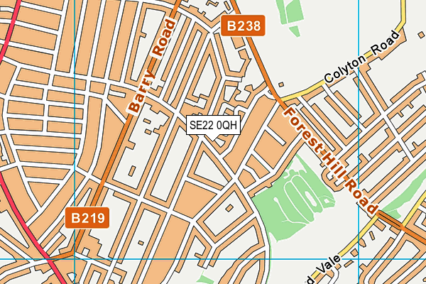 SE22 0QH map - OS VectorMap District (Ordnance Survey)