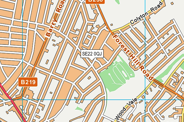 SE22 0QJ map - OS VectorMap District (Ordnance Survey)
