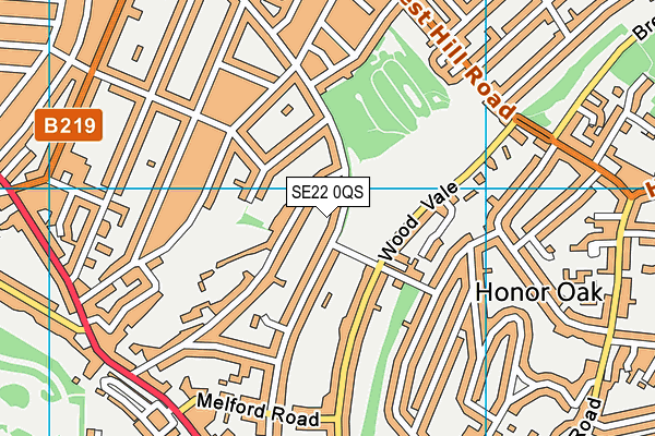 SE22 0QS map - OS VectorMap District (Ordnance Survey)