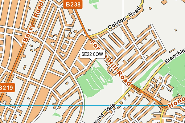 SE22 0QW map - OS VectorMap District (Ordnance Survey)