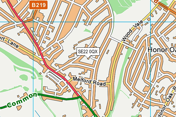 SE22 0QX map - OS VectorMap District (Ordnance Survey)