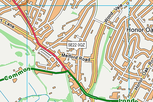 SE22 0QZ map - OS VectorMap District (Ordnance Survey)