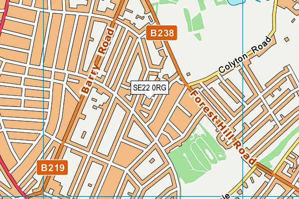 SE22 0RG map - OS VectorMap District (Ordnance Survey)