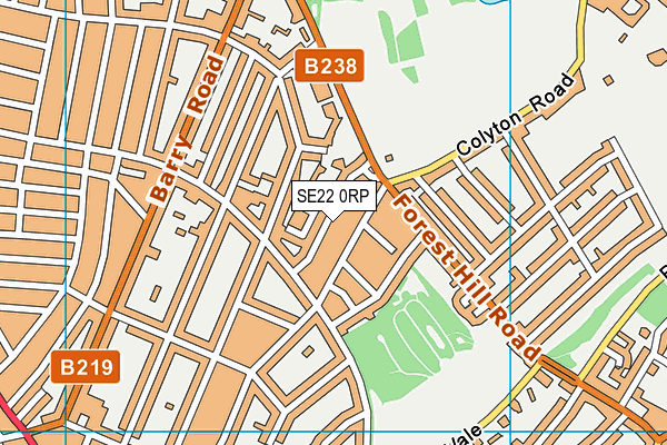 SE22 0RP map - OS VectorMap District (Ordnance Survey)