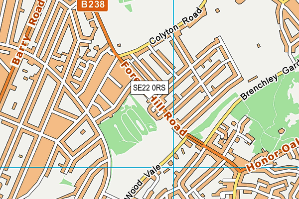 SE22 0RS map - OS VectorMap District (Ordnance Survey)