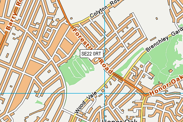 SE22 0RT map - OS VectorMap District (Ordnance Survey)
