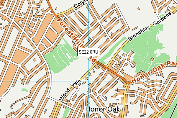 SE22 0RU map - OS VectorMap District (Ordnance Survey)
