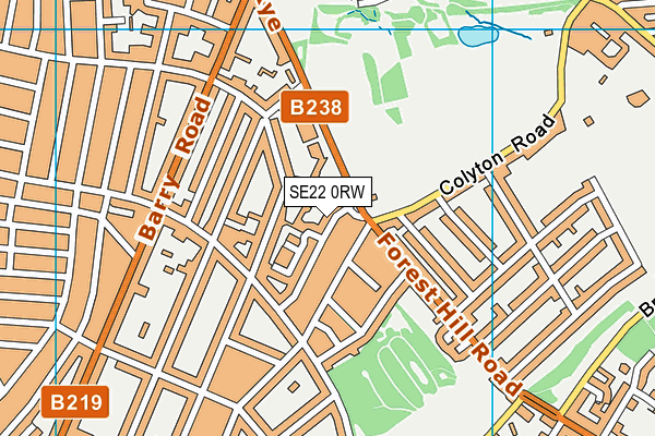 SE22 0RW map - OS VectorMap District (Ordnance Survey)