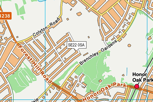 SE22 0SA map - OS VectorMap District (Ordnance Survey)