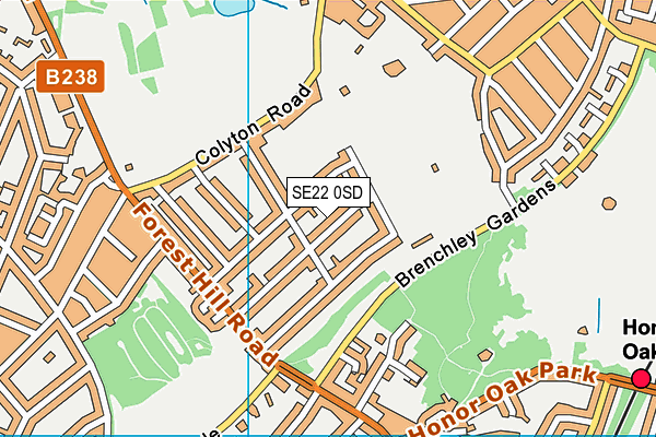 SE22 0SD map - OS VectorMap District (Ordnance Survey)