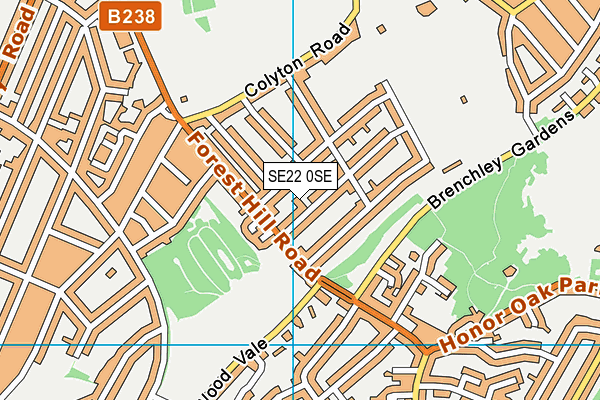 SE22 0SE map - OS VectorMap District (Ordnance Survey)