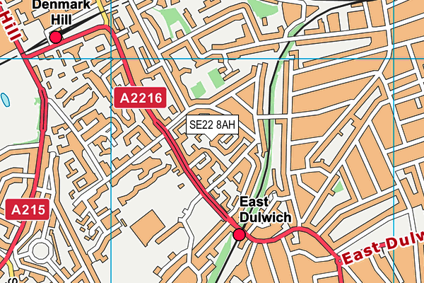 SE22 8AH map - OS VectorMap District (Ordnance Survey)