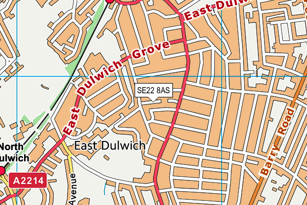 SE22 8AS map - OS VectorMap District (Ordnance Survey)