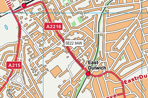 SE22 8AW map - OS VectorMap District (Ordnance Survey)