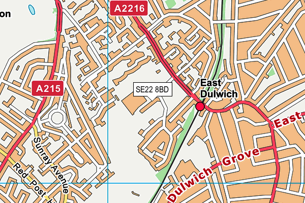 Dulwich Health Club map (SE22 8BD) - OS VectorMap District (Ordnance Survey)