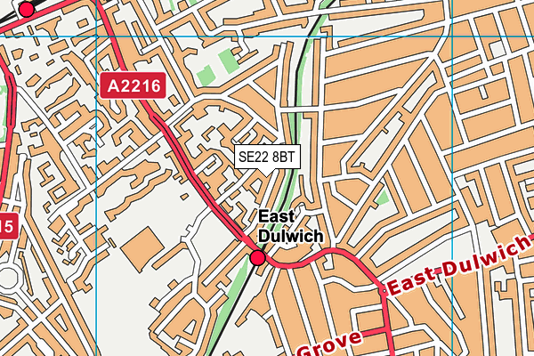 SE22 8BT map - OS VectorMap District (Ordnance Survey)
