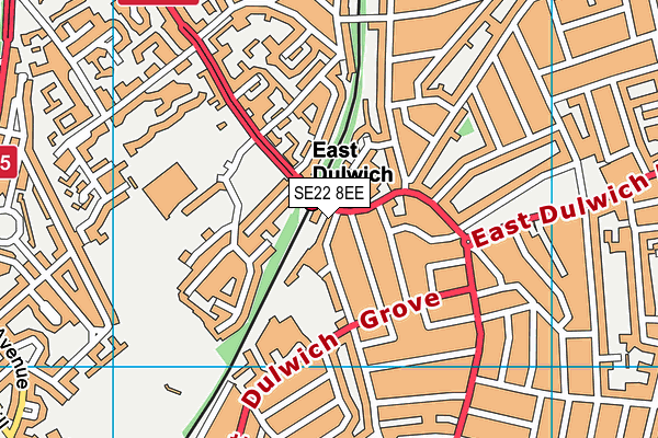 SE22 8EE map - OS VectorMap District (Ordnance Survey)