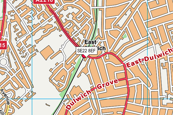 SE22 8EF map - OS VectorMap District (Ordnance Survey)