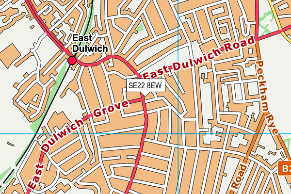 SE22 8EW map - OS VectorMap District (Ordnance Survey)