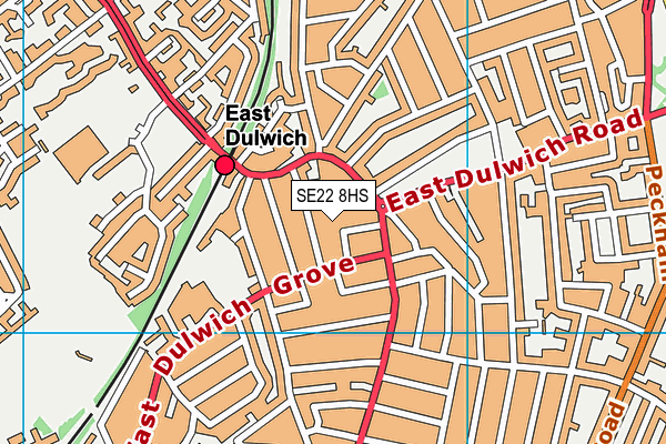SE22 8HS map - OS VectorMap District (Ordnance Survey)
