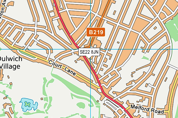 SE22 8JN map - OS VectorMap District (Ordnance Survey)