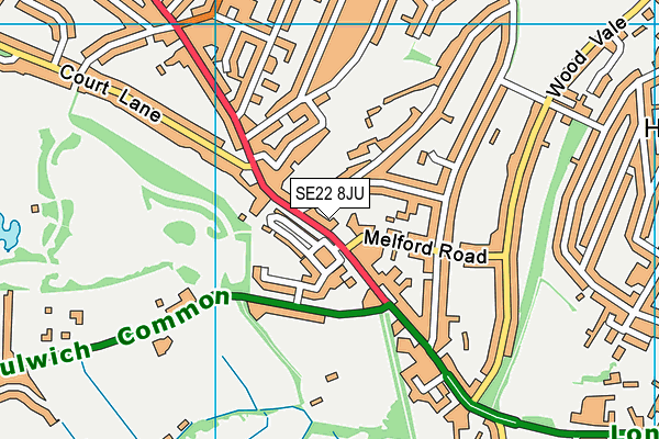 SE22 8JU map - OS VectorMap District (Ordnance Survey)