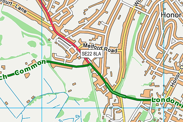 SE22 8LA map - OS VectorMap District (Ordnance Survey)