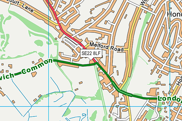 SE22 8LF map - OS VectorMap District (Ordnance Survey)