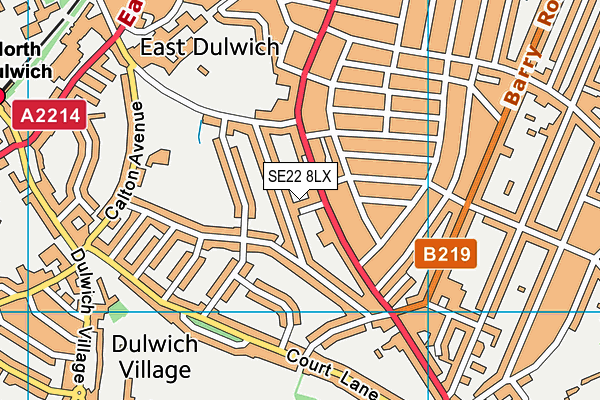 SE22 8LX map - OS VectorMap District (Ordnance Survey)