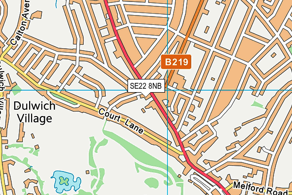 SE22 8NB map - OS VectorMap District (Ordnance Survey)