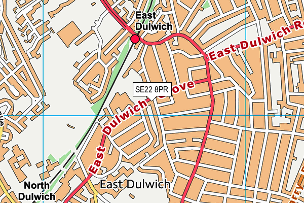 SE22 8PR map - OS VectorMap District (Ordnance Survey)