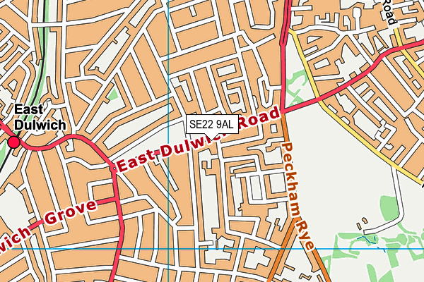 SE22 9AL map - OS VectorMap District (Ordnance Survey)